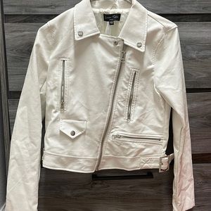 Love tree white faux leather jacket